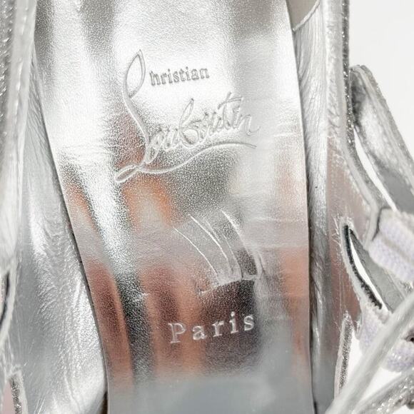 Christian Louboutin Silver Glitter Movida Jane Platform Mary Jane Pump EU 38.5 - Picture 15 of 15